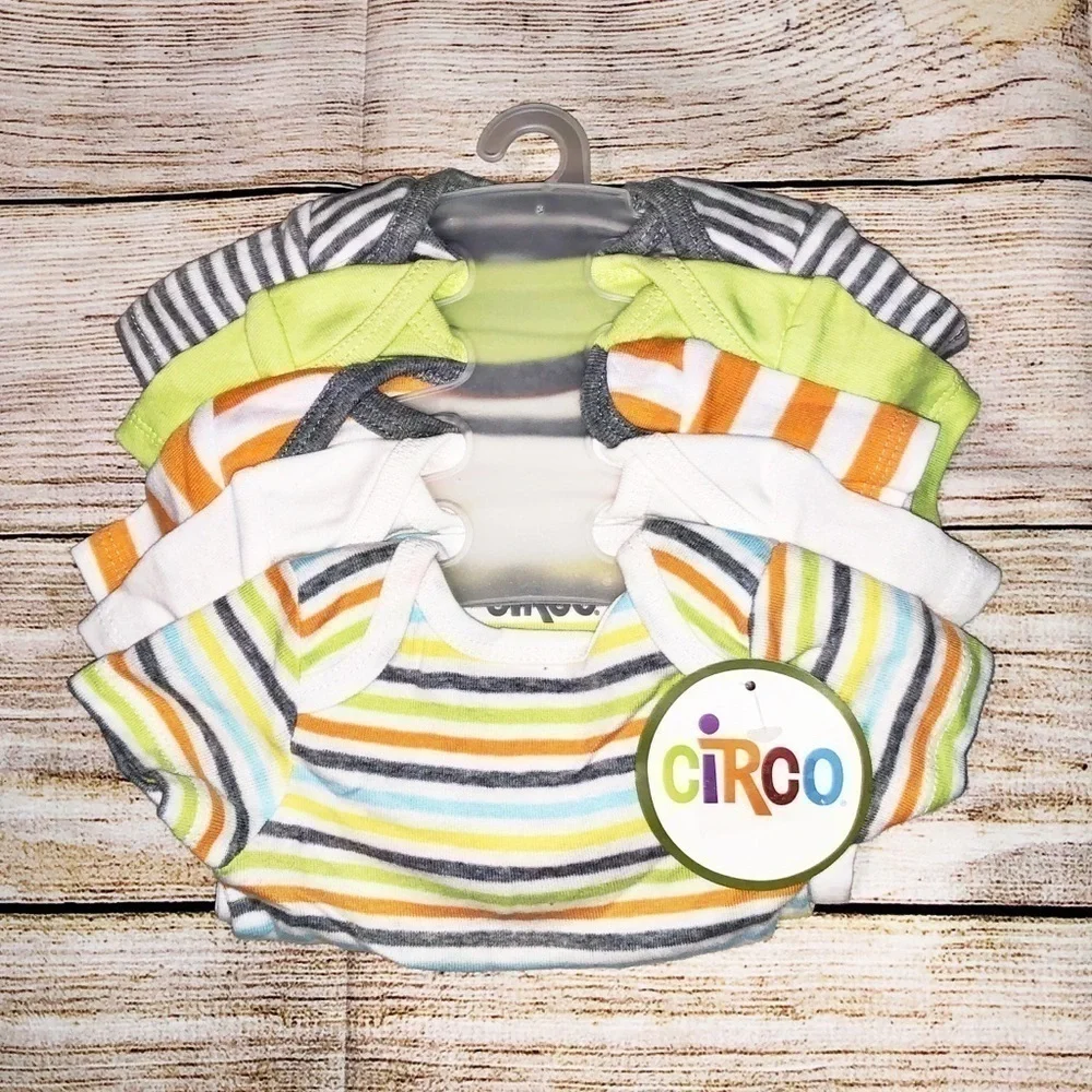 NWT Circo 5 pack Striped Onesies Size 0-3M